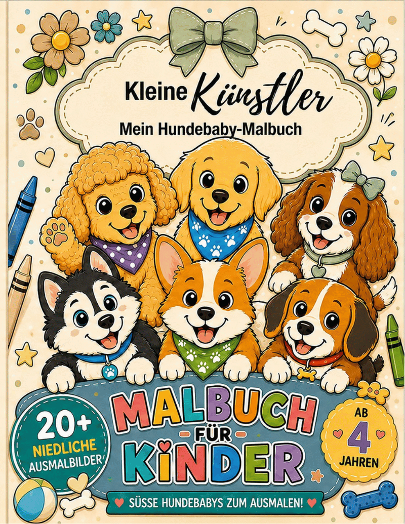 Mein Hundebabys-Malbuch Kleine Künstler® – Mein Hundebabys-Malbuch für Kinder ab 4 Jahren
