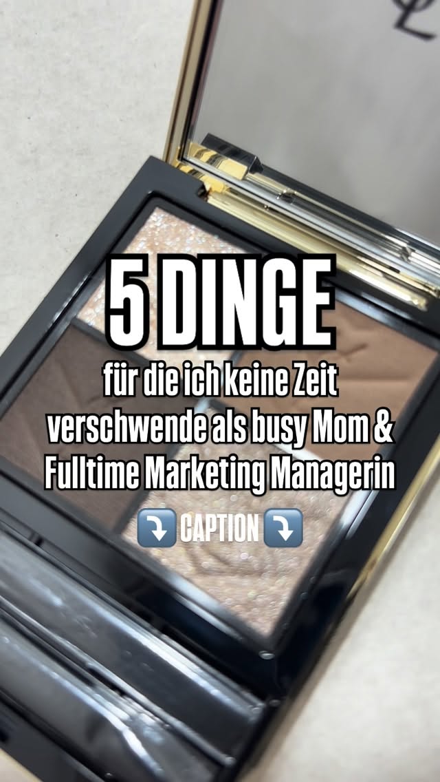 5 Dinge, die ich als busy Mom & Vollzeit Marketing Managerin konsequent lasse:
1.	Perfekte Wohnung 🧺 (wir wohnen hier. das sieht man.)
2.	Komplizierte Kindergerichte 🍝 (sie wollten eh nur Nudeln. wieder mal.)
3.	Drama-Energie 🚫 (ich habe 2 Kinder – das reicht an Drama.)
4.	Outfits, die kneifen 🧥 (cute ja. leiden nein.)
5.	Skincare-Overload – ich mach lieber LED/RF/Mikrostrom 💡 (effektiv, zack, fertig) 
Wenn du dich also gerade vom Chaos abhalten lässt zu posten:
Post trotzdem. Perfektion ist kein Release-Plan. 😌#reellove2026